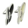 Image 1 : Pair of 2 18K Gold Black & White Mother of Pearl & Diamonds Butterfly Brooch Pin
