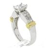 Image 1 : 14k TT Gold 1.61 ctw GIA Rectangular Diamond Solitaire w/ Accents Engagement Rin