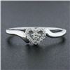 Image 2 : Solid 14K White Gold Polished Open Heart Band Ring w/ 0.25 ctw Pave Set Diamonds
