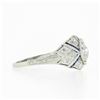 Image 6 : Antique Platinum 1.08 ctw GIA European Diamond Solitaire Sapphire Engagement Rin