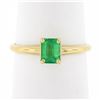 Image 1 : NEW Classic 14k Gold 0.51 ctw Prong Set Emerald Cut Emerald Solitaire Petite Rin