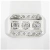 Image 9 : Men's Vintage 14K White Gold 0.70 ctw Pave Old Diamond Grooved Wide Band Ring
