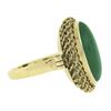 Image 5 : Vintage 18k Gold Oval Cabochon Jade Solitaire Twisted Wire Halo Cocktail Ring
