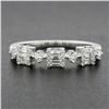 Image 8 : 18k White Gold 0.70 ctw Baguette & Round Brilliant Cut Diamond Stackable Band Ri