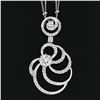 Image 4 : 14k White Gold 2.06 ctw GIA Large Diamond Open Swirl Dangle Pendant w/ Dual Chai