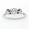 Image 6 : Solid Platinum 1.32 ctw Round Brilliant Prong Sapphire Diamond 3 Three Stone Rin