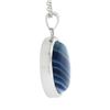 Image 3 : New 14k Gold Round Cabochon Blue Banded Agate Pendant on Adjustable Cable Chain