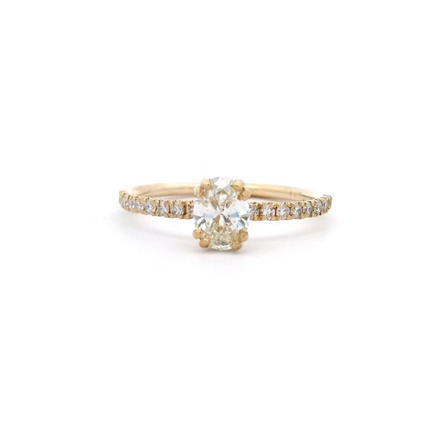0.72 ctw Diamond Halo Wedding Ring - 14KT Yellow Gold