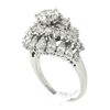 Image 9 : Vintage Platinum 4.58 ctw GIA Round & Pear Cut Diamond Domed Swirl Cocktail Ring