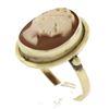 Image 1 : Vintage Solid 18k Yellow Gold Bezel Set Oval Carved Shell Cameo Petite Ring