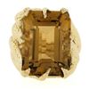 Image 6 : 18K Yellow Gold Large Emerald Cut Citrine Hammered Finish Cocktail Ring