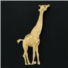 Image 2 : Large 18K Yellow Gold 0.10 ctw Ruby & Diamond Detailed Textured Giraffe Brooch P