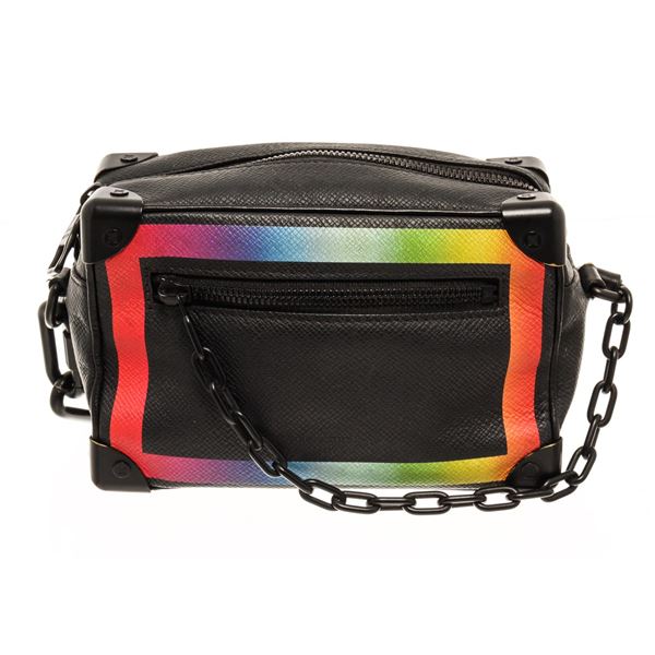 Louis Vuitton Mini Black Rainbow Taiga Leather Soft trunk Shoulder Bag