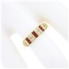 Image 3 : 14K Gold 0.54 ctw Alternating Square Ruby & Round Diamond Channel Set Band Ring