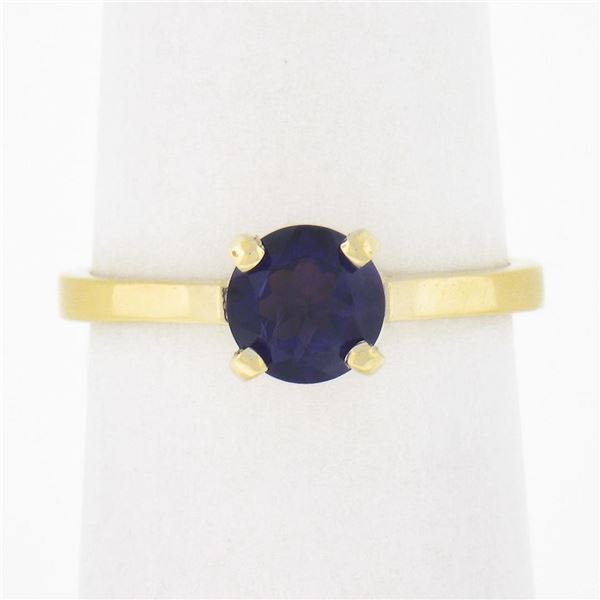 NEW 14K Yellow Gold 1.03 ctw Round Prong Amethyst Petite Classic Solitaire Ring