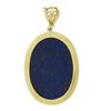 Image 5 : Vintage Handmade Yellow Gold Domed Oval Polished Lapis w/ Diamond Bail Pendant