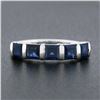 Image 2 : Platinum 1.75 ctw Square Step Cut Blue Sapphire Bar Channel Set 5 Stone Band Rin