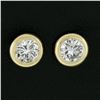 Image 3 : New 14k Yellow Gold 0.18 ctw Martini Bezel Round Brilliant Diamond Stud Earrings