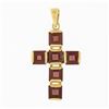 Image 1 : 14k Yellow Gold Square Step Cut Rhodolite Garnet Channel Set Cross Pendant