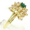 Image 5 : Estate 18k Yellow Gold 1.78 ctw Oval Emerald & Round Diamond Pyramid Cluster Rin