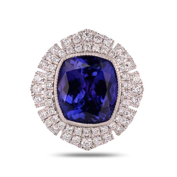 7.86 ctw Tanzanite and 0.69 ctw Diamond Platinum Ring (GIA CERTIFIED)