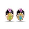 Image 1 : 2.76 ctw Opal, 0.48 ctw Pink Sapphire and 0.18 ctw Diamond Platinum Earrings