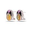 Image 3 : 2.76 ctw Opal, 0.48 ctw Pink Sapphire and 0.18 ctw Diamond Platinum Earrings