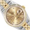 Image 1 : Rolex Mens Two Tone Sapphire Factory Champagne Diamond Dial Fluted Bezel Datejus