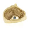 Image 6 : Estate 14K Yellow Gold Detailed Horse Head Band Ring w/ 0.10 Diamond & Sapphire