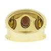 Image 6 : 14k Yellow Gold Oval Garnet Citrine Matte Finish Bead Work Wide Cigar Band Ring