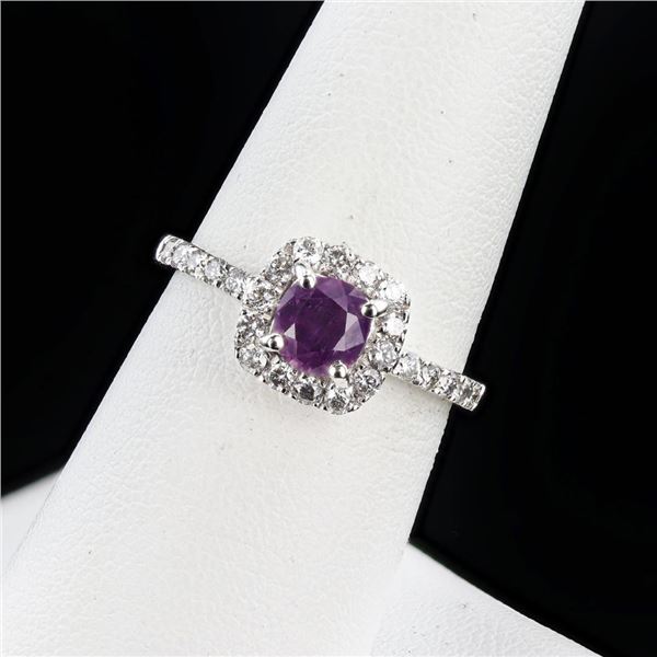 0.98 ctw UNHEATED Pink Purple KASHMIR Sapphire and 0.44 ctw Diamond Platinum Rin