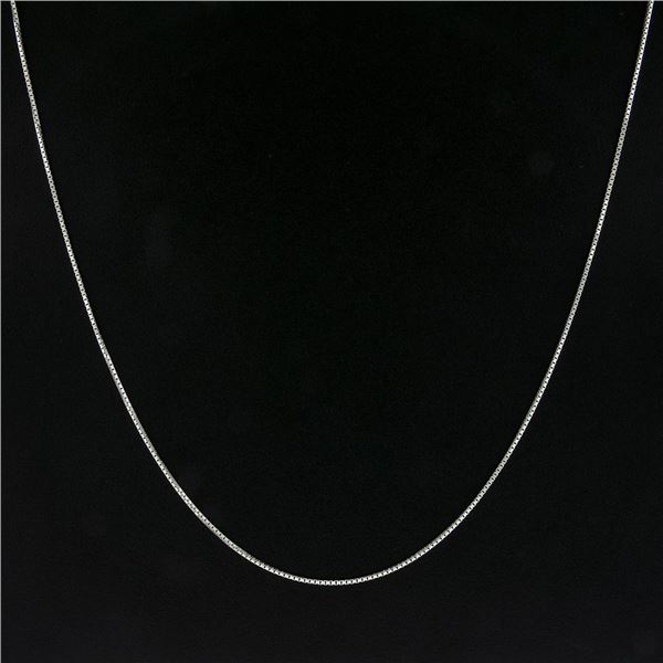 Estate Solid 14K White Gold 20" Long 1.3mm Polished Box Link Chain Necklace