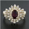 Image 2 : 14k Yellow Gold 2.52 ctw Oval Ruby w/ Round Brilliant Diamond Halo Cocktail Ring