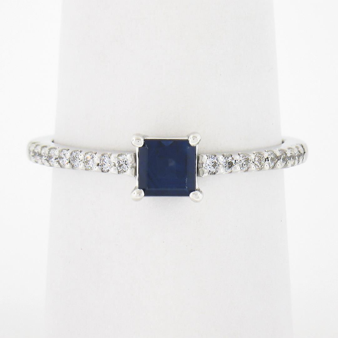 New 14k Gold 0.70 ctw Square Cut Sapphire Diamond Solitaire Stack ...