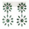 Image 1 : 18k White Gold 8.28 ctw Emerald & Diamond Spray Snowflake Drop Dangle Earrings