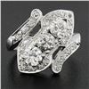 Image 2 : Vintage Platinum 1.95 ctw Large Old European Cut Diamond Bypass Ring w/ Accents