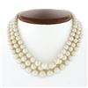 Image 7 : 14.5" 3 Row Pearl Strand Necklace w/ 10k Gold Turquoise Twisted Wire Push Clasp