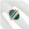 Image 3 : New 14k Yellow Gold 18.2x13mm Oval Cabochon Prong Set Green Agate Solitaire Ring