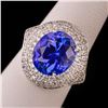Image 1 : 8.74 ctw Tanzanite and 1.50 ctw Diamond Platinum Ring (GIA CERTIFIED)