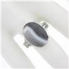 Image 3 : New 14k White Gold 18.2x13mm Oval Cabochon Prong Set Gray Agate Solitaire Ring