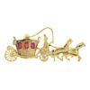 Image 4 : Vintage Italian 18K Yellow Gold Ruby Long Detailed Horse & Carriage Brooch Pin