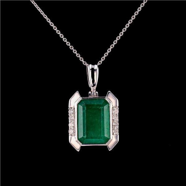 5.57 ctw Emerald and 0.16 ctw Diamond Platinum Pendant