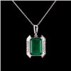 Image 1 : 5.57 ctw Emerald and 0.16 ctw Diamond Platinum Pendant