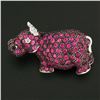 Image 2 : Estate 18k Gold Vivid Red Ruby & Diamond Hippo Hippopotamus Brooch Pin Pendan