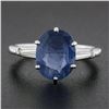 Image 3 : Vintage 14K Gold Burma No Heat 4.56 ctw GIA Oval Blue Sapphire & Diamond Ring