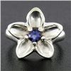Image 2 : Tiffany & Co. Sterling Silver Cabochon Purple Iolite Flower Leaf Cocktail Ring
