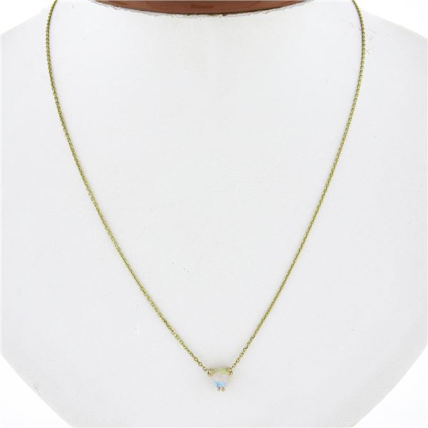 New 14k Gold Trillion Cabochon Opal Pendant w/ Adjustable 16" or 18" Cable Chain