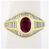 Image 8 : 18K Yellow Gold 3.85 ctw GIA Burma No Heat Ruby Baguette Cut Diamond Cocktail Ri