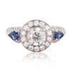 Image 1 : 0.49 ctw Blue Sapphire and 1.63 ctw Diamond 18K White Gold Ring