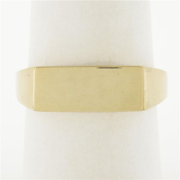 Solid 14K Yellow Gold Engraveable Elongated Rectangular Polished Signet Ring
